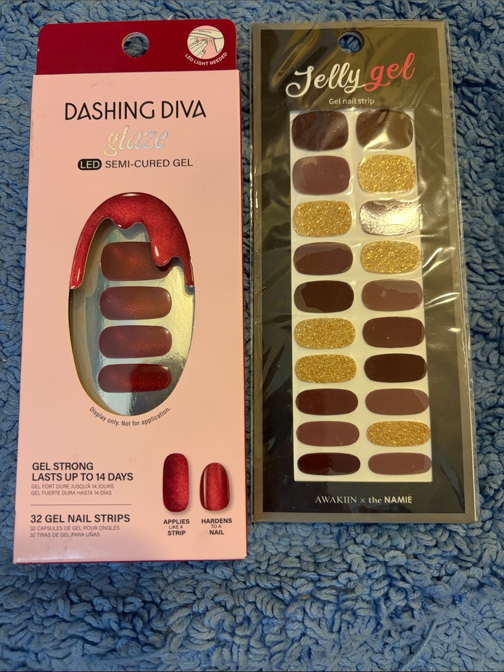 New Dashing Diva + Jelly Gel Nail Strips in Deep Red Purple & Gold